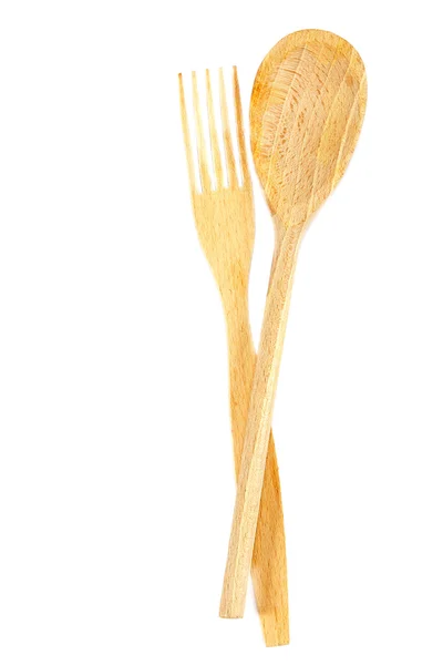 Utensilios de cocina de madera sobre fondo blanco . — Foto de Stock