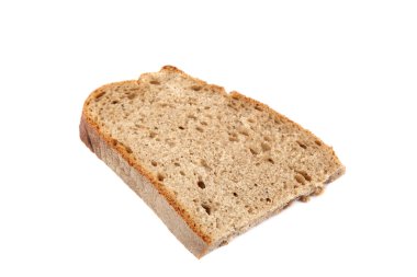 beyaz arkaplanda ekmek dilimi.