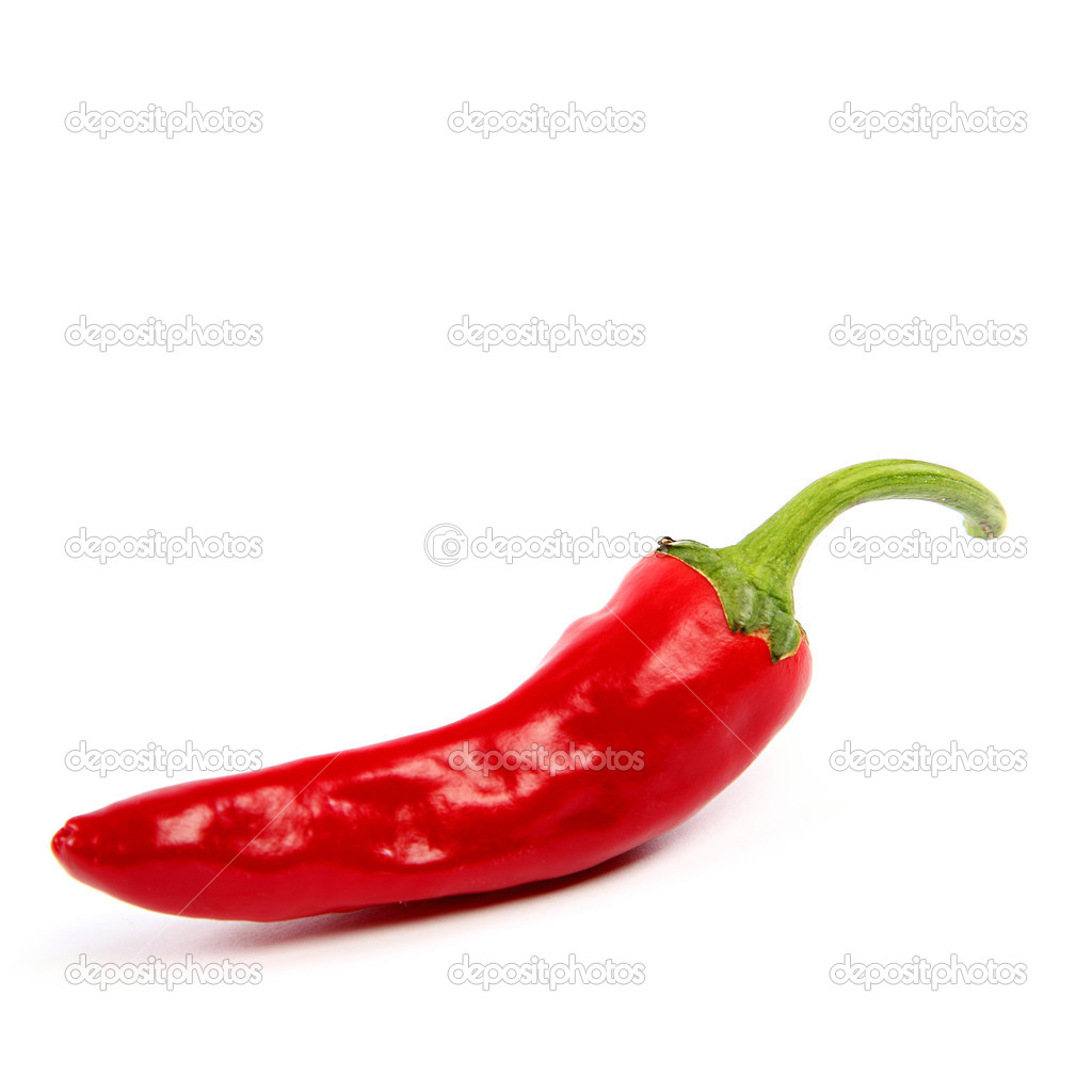Red hot chili pepper on a white background.