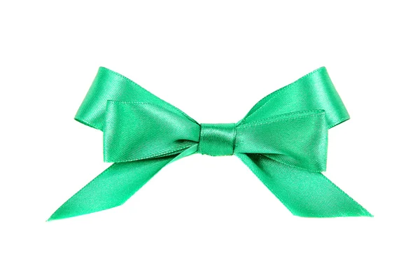 Bow of green ribbon on a white background. — Stock Photo, Image