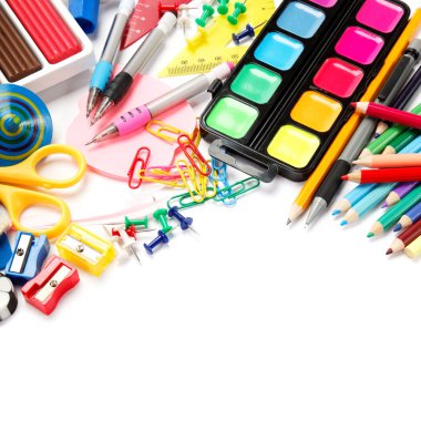 okul ve ofis malzemeleri. okula dönüş.