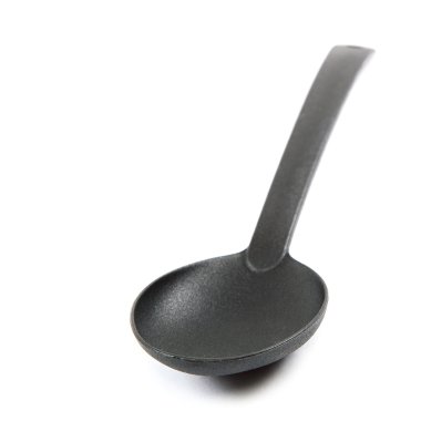 beyaz zemin üzerine siyah kaşık.