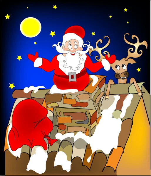 Santa and Rudolph — Stock Vector