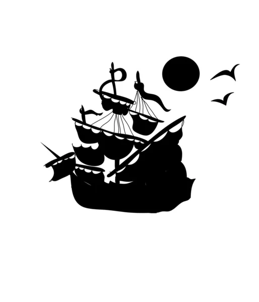 Силуэт корабля — стоковый вектор