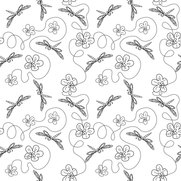 Dragonfly isolated seamless pattern — Stock Vector