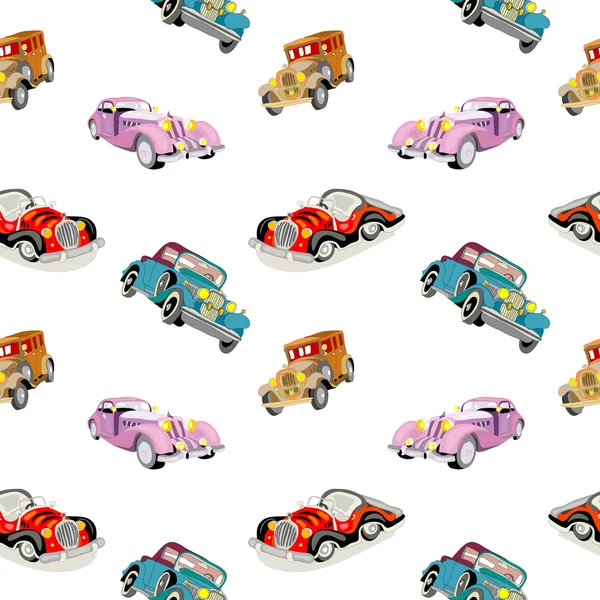 Retro coches costuras patrón aislado — Vector de stock