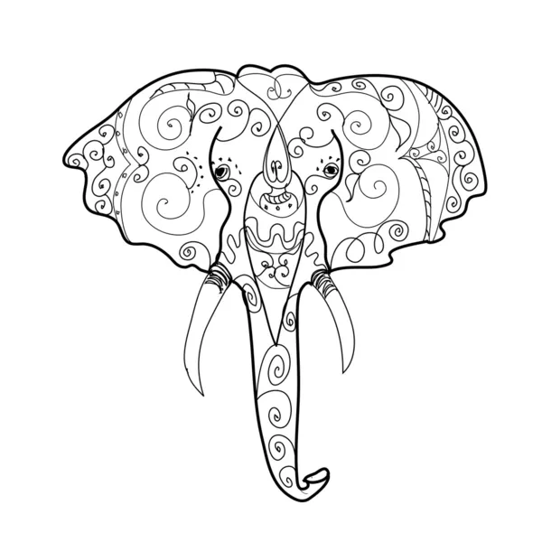 Elephant's hoofd tattoo — Stockvector