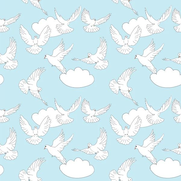 Doves seamless pattern — Stock Vector