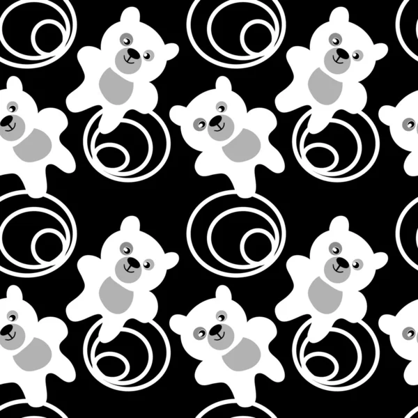 White teddy bear seamless pattern — Stock Vector