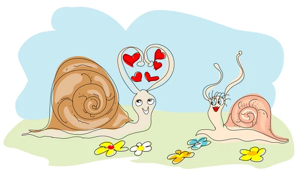 Escargots Valentin — Image vectorielle
