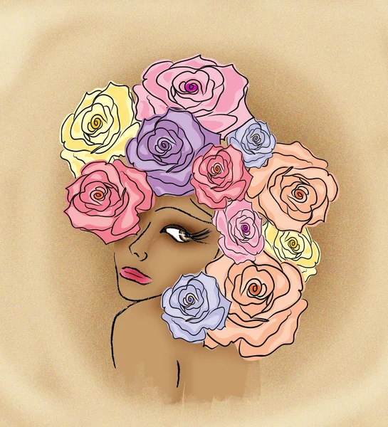 Portrait de femme africaine avec des roses — Photo