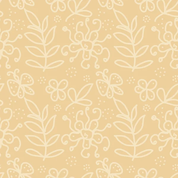 Floral doodles Seamless Pattern — Stock Vector