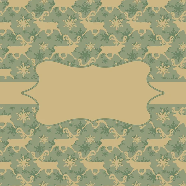 鹿とスカンジナビアのパターンを持つビンテージ グリーティング カード — ストックベクタ