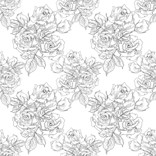 Monochrome Vintage Roses Seamless Pattern — Stock Photo, Image