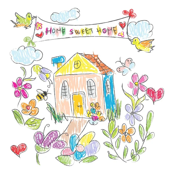 Sweet Home Doodles Karte — Stockvektor