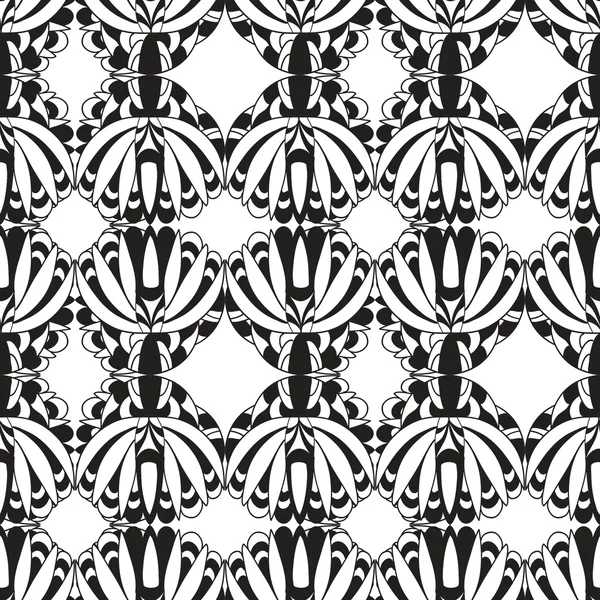 Abstract Black and white floral antic Seamless Pattern — Stock Vector