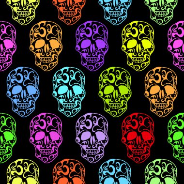 renkli kafatasları seamless modeli