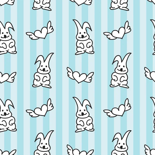 Bunny Heart Seamless Pattern — Stock Vector