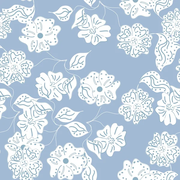 Blaues florales nahtloses Muster — Stockvektor