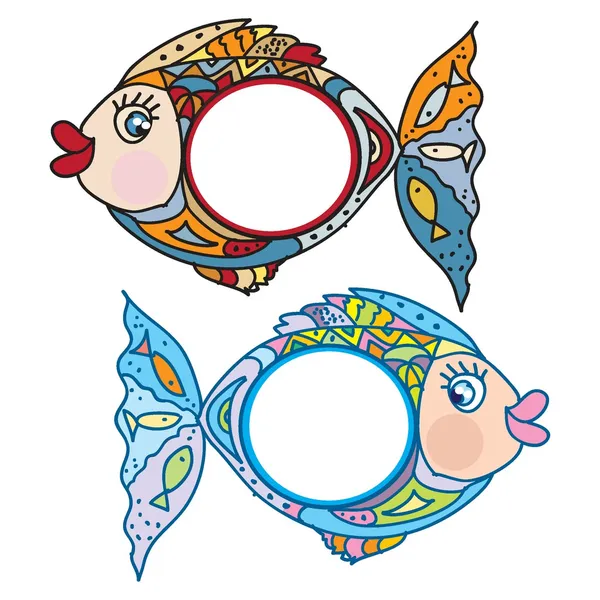 Cadres décoratifs de poisson — Image vectorielle
