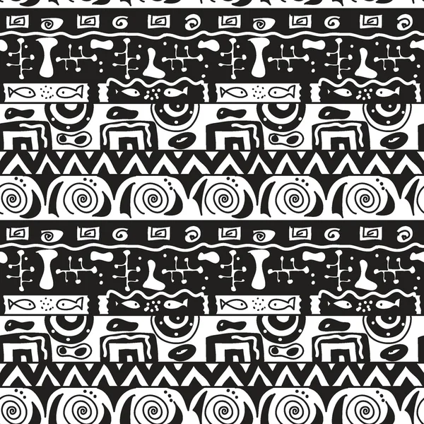 部族の黒と白のシームレスなベクター パターン — ストックベクタ