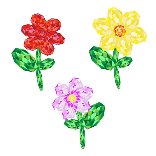 Reihe von Edelsteinen Blumen — Stockvektor
