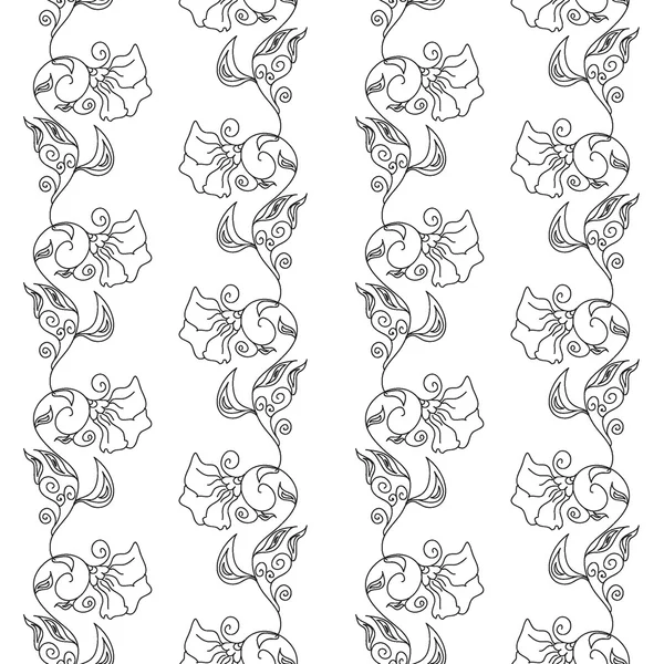 Floral Stripes Seamless Pattern — Stock Vector