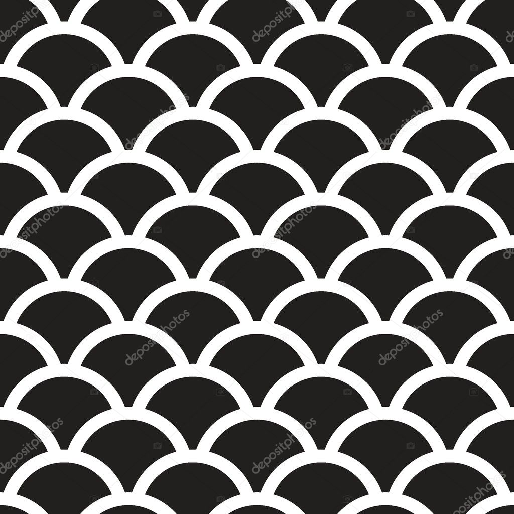 Fish scales  monochrome  Seamless Pattern