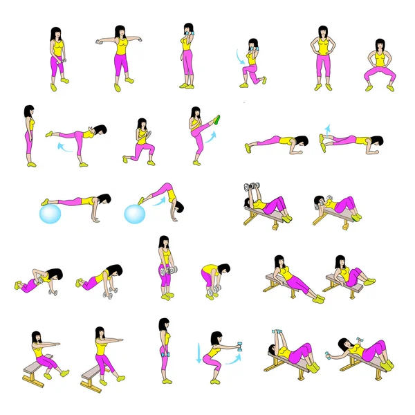 Fitness Exercises Set — Stock Photo, Image