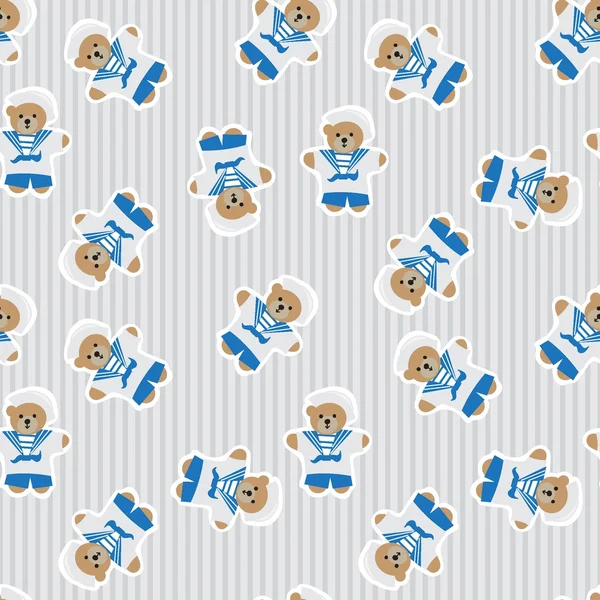 Navy teddy bear  seamless pattern — Stock Vector