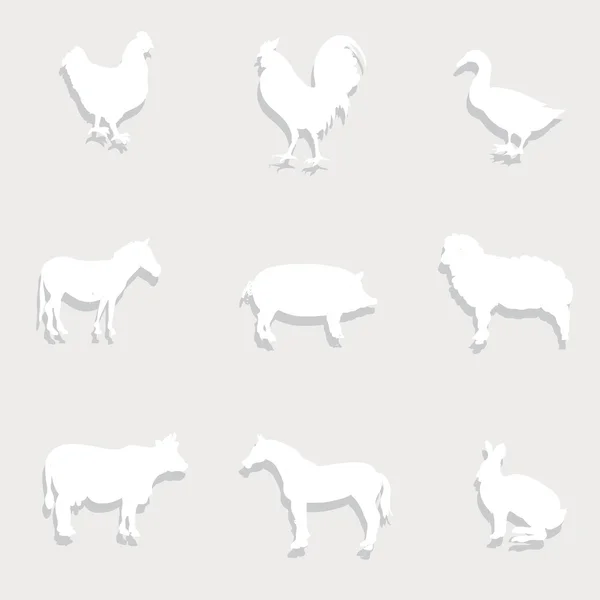 Set van papier dieren — Stockvector