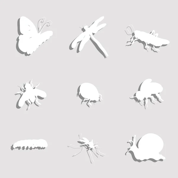 Paper Insects Set — Stock Vector