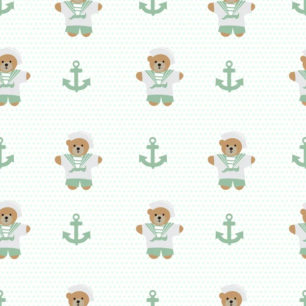 Navy anchor teddy  bear  seamless pattern — Stock Photo, Image
