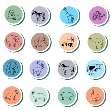 dieren line kunst pictogrammen