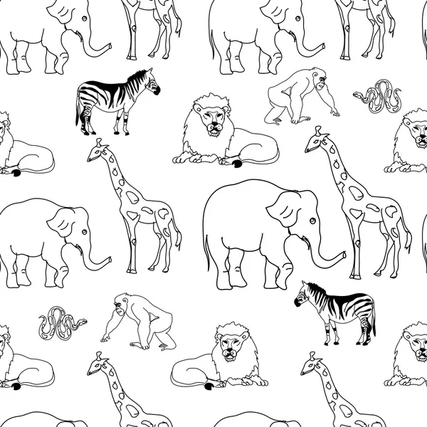 Animals Line Art Seamless Pattern — Stock Photo, Image