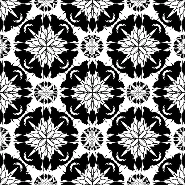 Zwart-wit bloemmotief naadloze — Stockfoto