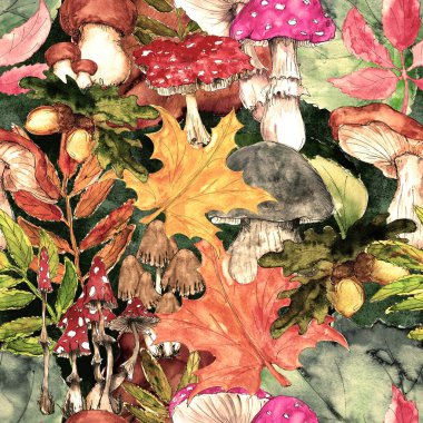 Suluboya el, sanatsal renkte sonbaharda, Şükran Günü mahsulü, klasik, pürüzsüz desen biçer.