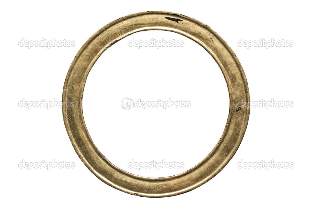 Acient round gold wooden isolated on white background