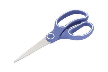 Mavi makas beyaz arkaplanda izole edildi