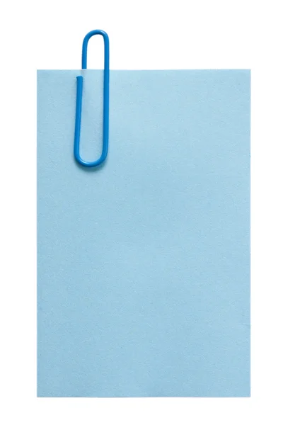 Clip de papier bleu avec papier bleu — Photo