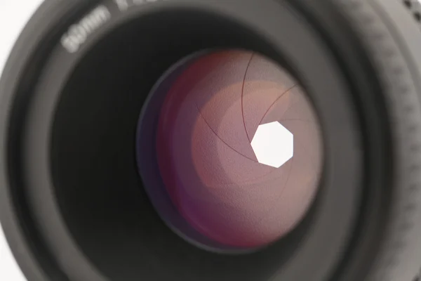Colse-up do obturador da lente (Concentre-se na lâmina do obturador ) — Fotografia de Stock