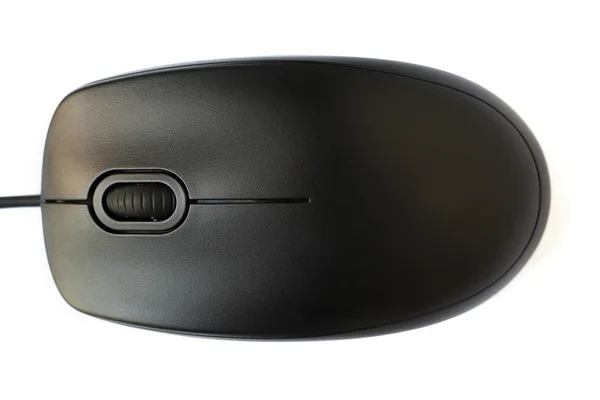 Komputer czarny drut mysz na białym tle — Zdjęcie stockowe
