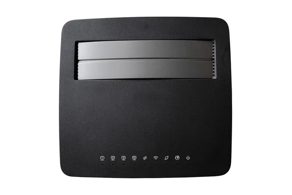 Czarny bezprzewodowy router na białym tle — Zdjęcie stockowe