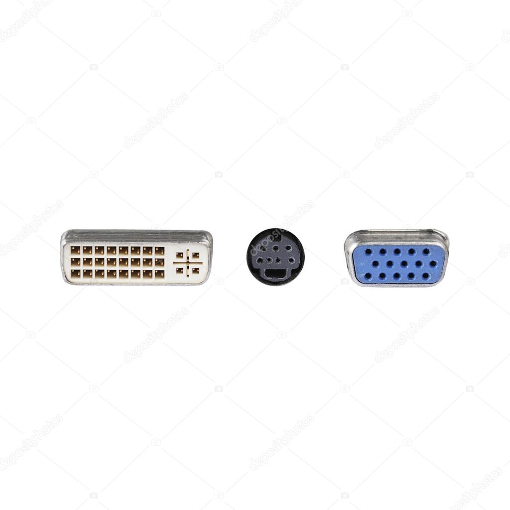 Computer monitor ports isolated on white background