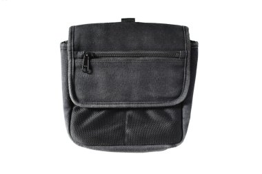 izole beyaz zemin üzerine siyah kumaş tuval çanta