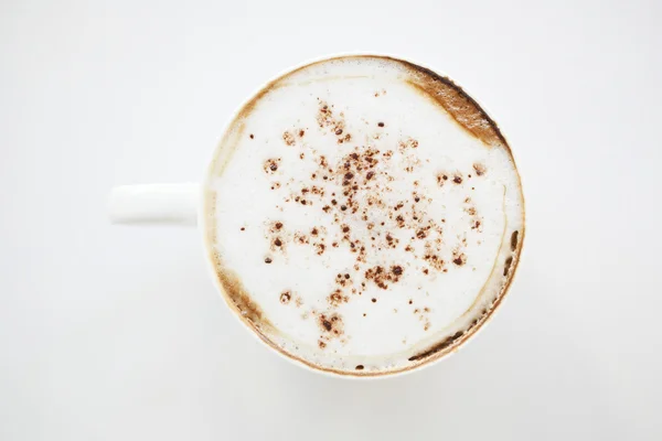 Café quente na mesa branca à luz do sol — Fotografia de Stock