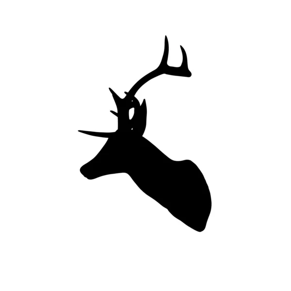 Czarny jelenia głowa sylwetka na białym tle — Zdjęcie stockowe