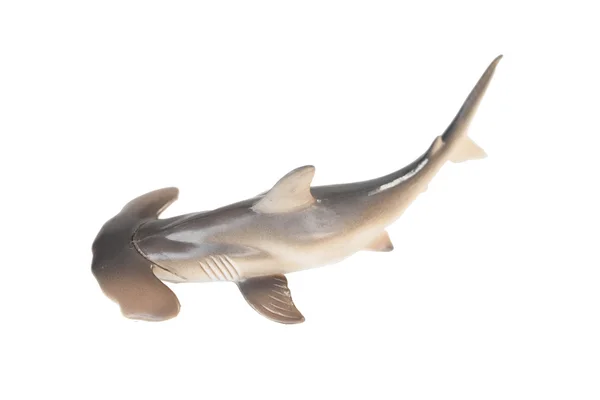 Пластиковая игрушка-молот акула на белом фоне — стоковое фото