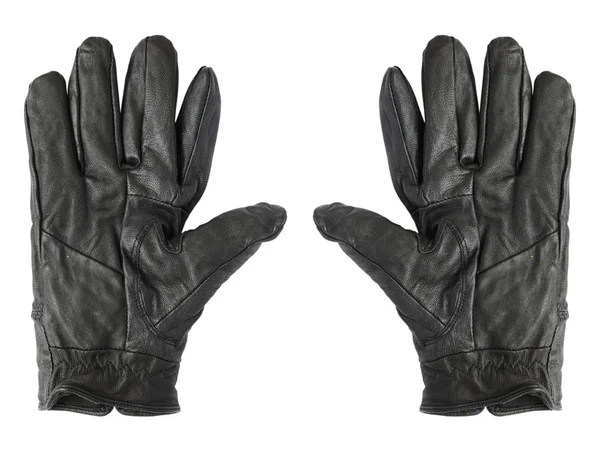 Μαύρα δερμάτινα γάντια που απομονώνονται σε λευκό φόντο — Φωτογραφία Αρχείου