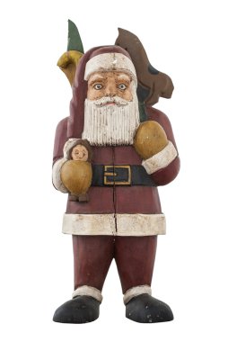 antika ahşap Noel beyaz zemin üzerine izole